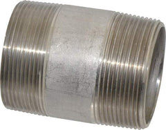 Merit Brass - Schedule 40, 2" Pipe x 3" Long, Grade 304/304L Stainless Steel Pipe Nipple - Welded & Threaded - Benchmark Tooling