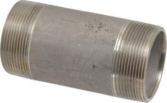 Merit Brass - Schedule 40, 2" Pipe x 4-1/2" Long, Grade 304/304L Stainless Steel Pipe Nipple - Welded & Threaded - Benchmark Tooling