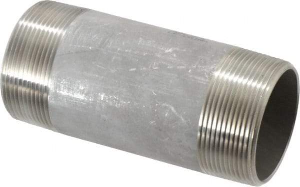 Merit Brass - Schedule 40, 2" Pipe x 5" Long, Grade 304/304L Stainless Steel Pipe Nipple - Welded & Threaded - Benchmark Tooling
