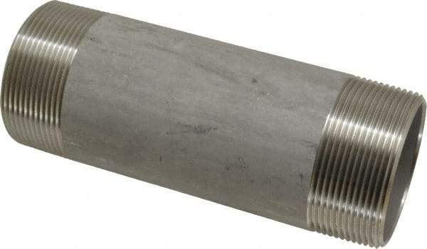 Merit Brass - Schedule 40, 2" Pipe x 6" Long, Grade 304/304L Stainless Steel Pipe Nipple - Welded & Threaded - Benchmark Tooling