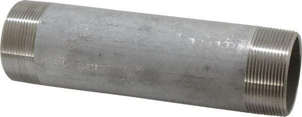 Merit Brass - Schedule 40, 2" Pipe x 8" Long, Grade 304/304L Stainless Steel Pipe Nipple - Welded & Threaded - Benchmark Tooling