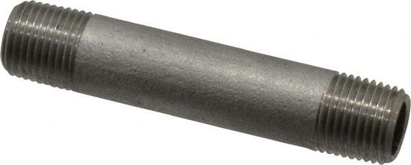 Merit Brass - Schedule 40, 1/8" Pipe x 2" Long, Grade 316/316L Stainless Steel Pipe Nipple - Welded & Threaded - Benchmark Tooling