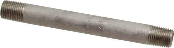 Merit Brass - Schedule 40, 1/8" Pipe x 3-1/2" Long, Grade 316/316L Stainless Steel Pipe Nipple - Welded & Threaded - Benchmark Tooling