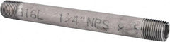 Merit Brass - Schedule 40, 1/4" Pipe x 5" Long, Grade 316/316L Stainless Steel Pipe Nipple - Welded & Threaded - Benchmark Tooling