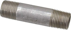Merit Brass - Schedule 40, 3/8" Pipe x 2-1/2" Long, Grade 316/316L Stainless Steel Pipe Nipple - Welded & Threaded - Benchmark Tooling