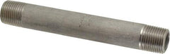 Merit Brass - Schedule 40, 3/8" Pipe x 4-1/2" Long, Grade 316/316L Stainless Steel Pipe Nipple - Welded & Threaded - Benchmark Tooling