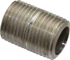 Merit Brass - Schedule 40, 1/2" Pipe x 1-1/8" Long, Grade 316/316L Stainless Steel Pipe Nipple - Welded & Threaded - Benchmark Tooling