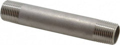 Merit Brass - Schedule 40, 1/2" Pipe x 4-1/2" Long, Grade 316/316L Stainless Steel Pipe Nipple - Welded & Threaded - Benchmark Tooling