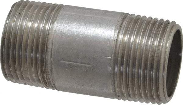 Merit Brass - Schedule 40, 3/4" Pipe x 2" Long, Grade 316/316L Stainless Steel Pipe Nipple - Welded & Threaded - Benchmark Tooling