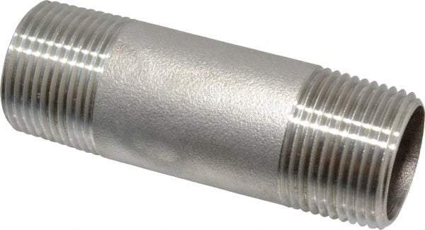 Merit Brass - Schedule 40, 3/4" Pipe x 3" Long, Grade 316/316L Stainless Steel Pipe Nipple - Welded & Threaded - Benchmark Tooling