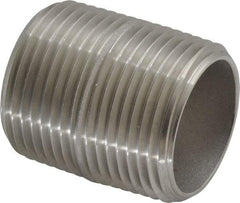 Merit Brass - Schedule 40, 1" Pipe x 1-1/2" Long, Grade 316/316L Stainless Steel Pipe Nipple - Welded & Threaded - Benchmark Tooling