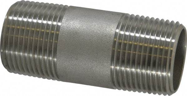 Merit Brass - Schedule 40, 1" Pipe x 3" Long, Grade 316/316L Stainless Steel Pipe Nipple - Welded & Threaded - Benchmark Tooling