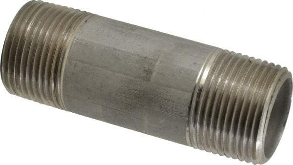 Merit Brass - Schedule 40, 1" Pipe x 3-1/2" Long, Grade 316/316L Stainless Steel Pipe Nipple - Welded & Threaded - Benchmark Tooling