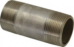 Merit Brass - Schedule 40, 1-1/4" Pipe x 3-1/2" Long, Grade 316/316L Stainless Steel Pipe Nipple - Welded & Threaded - Benchmark Tooling