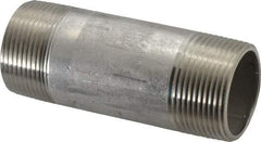 Merit Brass - Schedule 40, 1-1/4" Pipe x 4" Long, Grade 316/316L Stainless Steel Pipe Nipple - Welded & Threaded - Benchmark Tooling