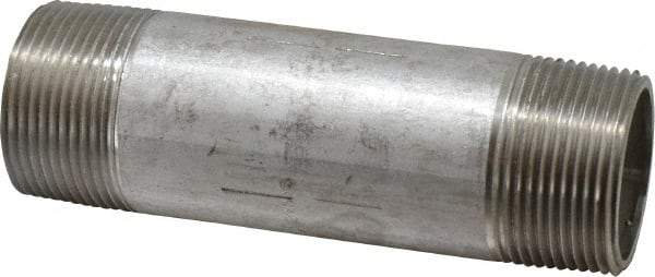 Merit Brass - Schedule 40, 1-1/4" Pipe x 5" Long, Grade 316/316L Stainless Steel Pipe Nipple - Welded & Threaded - Benchmark Tooling