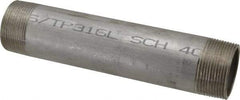 Merit Brass - Schedule 40, 1-1/2" Pipe x 8" Long, Grade 316/316L Stainless Steel Pipe Nipple - Welded & Threaded - Benchmark Tooling