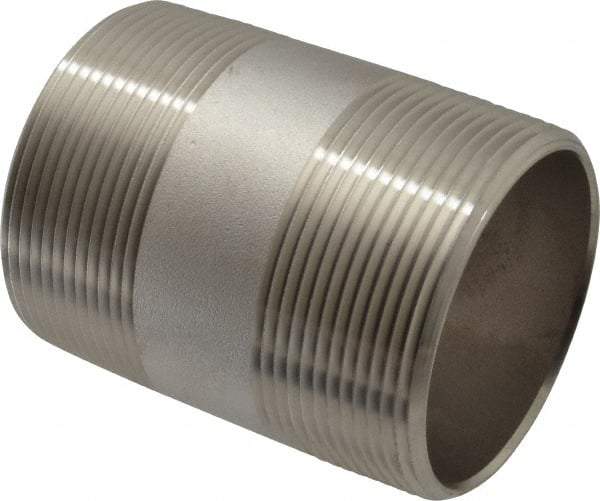 Merit Brass - Schedule 40, 2" Pipe x 3" Long, Grade 316/316L Stainless Steel Pipe Nipple - Welded & Threaded - Benchmark Tooling