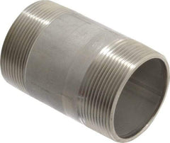 Merit Brass - Schedule 40, 2" Pipe x 3-1/2" Long, Grade 316/316L Stainless Steel Pipe Nipple - Welded & Threaded - Benchmark Tooling