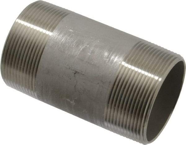 Merit Brass - Schedule 40, 2" Pipe x 4" Long, Grade 316/316L Stainless Steel Pipe Nipple - Welded & Threaded - Benchmark Tooling