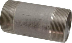 Merit Brass - Schedule 40, 2" Pipe x 4-1/2" Long, Grade 316/316L Stainless Steel Pipe Nipple - Welded & Threaded - Benchmark Tooling