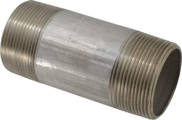 Merit Brass - Schedule 40, 2-1/2" Pipe x 6" Long, Grade 316/316L Stainless Steel Pipe Nipple - Welded & Threaded - Benchmark Tooling