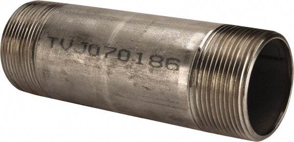 Merit Brass - Schedule 40, 2-1/2" Pipe x 8" Long, Grade 316/316L Stainless Steel Pipe Nipple - Welded & Threaded - Benchmark Tooling