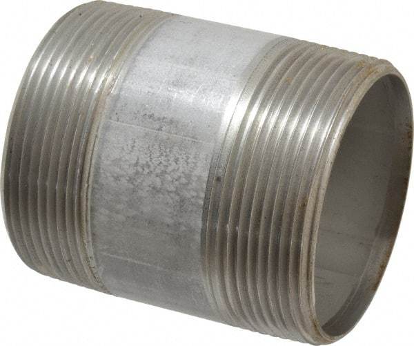 Merit Brass - Schedule 40, 3" Pipe x 4" Long, Grade 316/316L Stainless Steel Pipe Nipple - Welded & Threaded - Benchmark Tooling