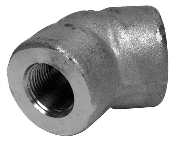 Merit Brass - 1-1/4" Grade 316/316L Stainless Steel Pipe 45° Elbow - FNPT x FNPT End Connections, 3,000 psi - Benchmark Tooling