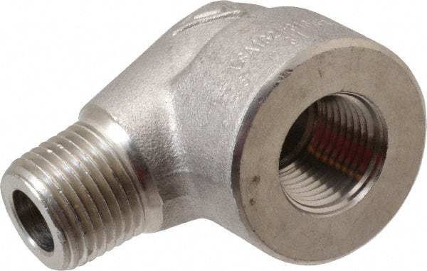 Value Collection - 1/2" Grade 316/316L Stainless Steel Pipe 90° Street Elbow - FNPT x MNPT End Connections, 3,000 psi - Benchmark Tooling