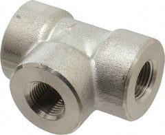 Merit Brass - 3/8" Grade 316/316L Stainless Steel Pipe Tee - FNPT x FNPT x FNPT End Connections, 3,000 psi - Benchmark Tooling