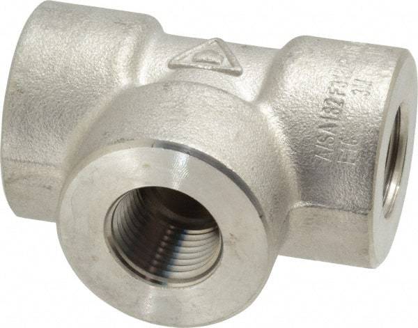 Value Collection - 1/2" Grade 316/316L Stainless Steel Pipe Tee - FNPT x FNPT x FNPT End Connections, 3,000 psi - Benchmark Tooling