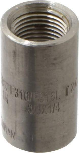 Merit Brass - 3/8 x 1/4" Grade 316/316L Stainless Steel Pipe Reducer Coupling - FNPT x FNPT End Connections, 3,000 psi - Benchmark Tooling