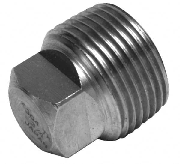 Merit Brass - 2" Grade 316/316L Stainless Steel Pipe Square Head Plug - MNPT End Connections, 3,000 psi - Benchmark Tooling