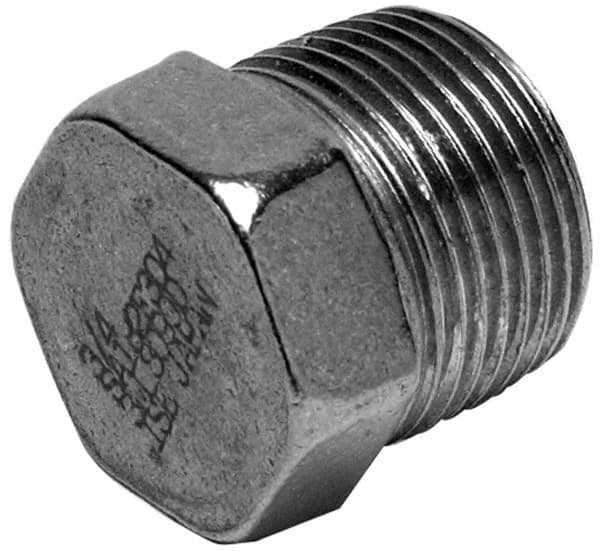 Merit Brass - 4" Grade 316 Stainless Steel Pipe Hex Head Plug - MNPT End Connections, 150 psi - Benchmark Tooling