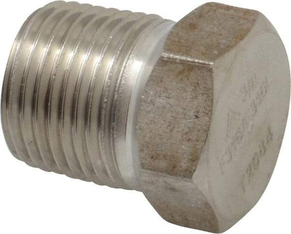 Merit Brass - 3/8" Grade 316/316L Stainless Steel Pipe Hex Head Plug - MNPT End Connections, 3,000 psi - Benchmark Tooling