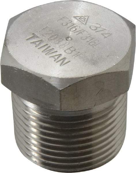 Merit Brass - 3/4" Grade 316/316L Stainless Steel Pipe Hex Head Plug - MNPT End Connections, 3,000 psi - Benchmark Tooling