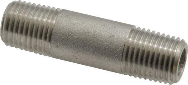 Merit Brass - Schedule 80, 1/4" Pipe x 2" Long, Grade 316/316L Stainless Steel Pipe Nipple - Seamless & Threaded - Benchmark Tooling