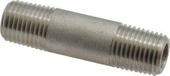 Merit Brass - Schedule 80, 1/4" Pipe x 2" Long, Grade 316/316L Stainless Steel Pipe Nipple - Seamless & Threaded - Benchmark Tooling