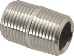 Merit Brass - Schedule 80, 3/8" Pipe x 1" Long, Grade 316/316L Stainless Steel Pipe Nipple - Seamless & Threaded - Benchmark Tooling