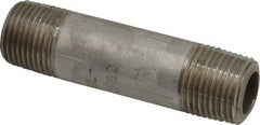 Merit Brass - Schedule 80, 3/8" Pipe x 2-1/2" Long, Grade 316/316L Stainless Steel Pipe Nipple - Seamless & Threaded - Benchmark Tooling