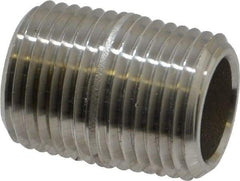 Merit Brass - Schedule 80, 1/2" Pipe x 1-1/8" Long, Grade 316/316L Stainless Steel Pipe Nipple - Seamless & Threaded - Benchmark Tooling