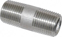 Merit Brass - Schedule 80, 1/2" Pipe x 2" Long, Grade 316/316L Stainless Steel Pipe Nipple - Seamless & Threaded - Benchmark Tooling