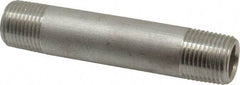 Merit Brass - Schedule 80, 1/2" Pipe x 4" Long, Grade 316/316L Stainless Steel Pipe Nipple - Seamless & Threaded - Benchmark Tooling