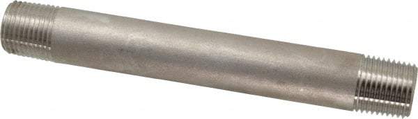 Merit Brass - Schedule 80, 1/2" Pipe x 6" Long, Grade 316/316L Stainless Steel Pipe Nipple - Seamless & Threaded - Benchmark Tooling