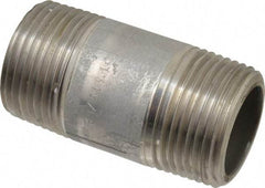 Merit Brass - Schedule 80, 1" Pipe x 2-1/2" Long, Grade 316/316L Stainless Steel Pipe Nipple - Seamless & Threaded - Benchmark Tooling