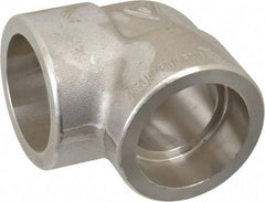 Merit Brass - 1-1/4" Grade 316 Stainless Steel Pipe 90° Elbow - Socket Weld x Socket Weld End Connections, 3,000 psi - Benchmark Tooling