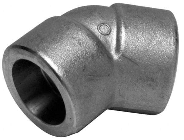 Merit Brass - 1" Grade 316 Stainless Steel Pipe 45° Elbow - Socket Weld x Socket Weld End Connections, 3,000 psi - Benchmark Tooling