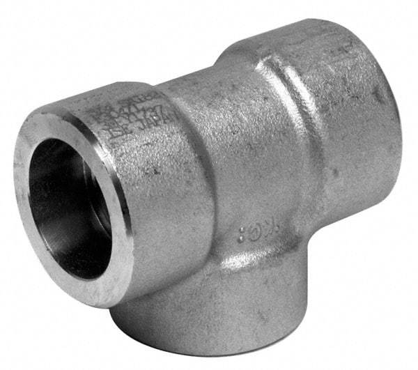 Merit Brass - 1-1/2" Grade 316 Stainless Steel Pipe Tee - Socket Weld x Socket Weld x Socket Weld End Connections, 150 psi - Benchmark Tooling