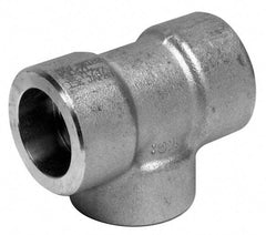 Merit Brass - 1-1/4" Grade 316/316L Stainless Steel Pipe Tee - Socket Weld x Socket Weld x Socket Weld End Connections, 3,000 psi - Benchmark Tooling